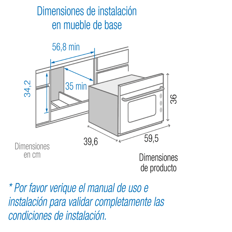 Horno Empotrar Eléctrico Inox 60cm 35lts 120v Challenger He2485