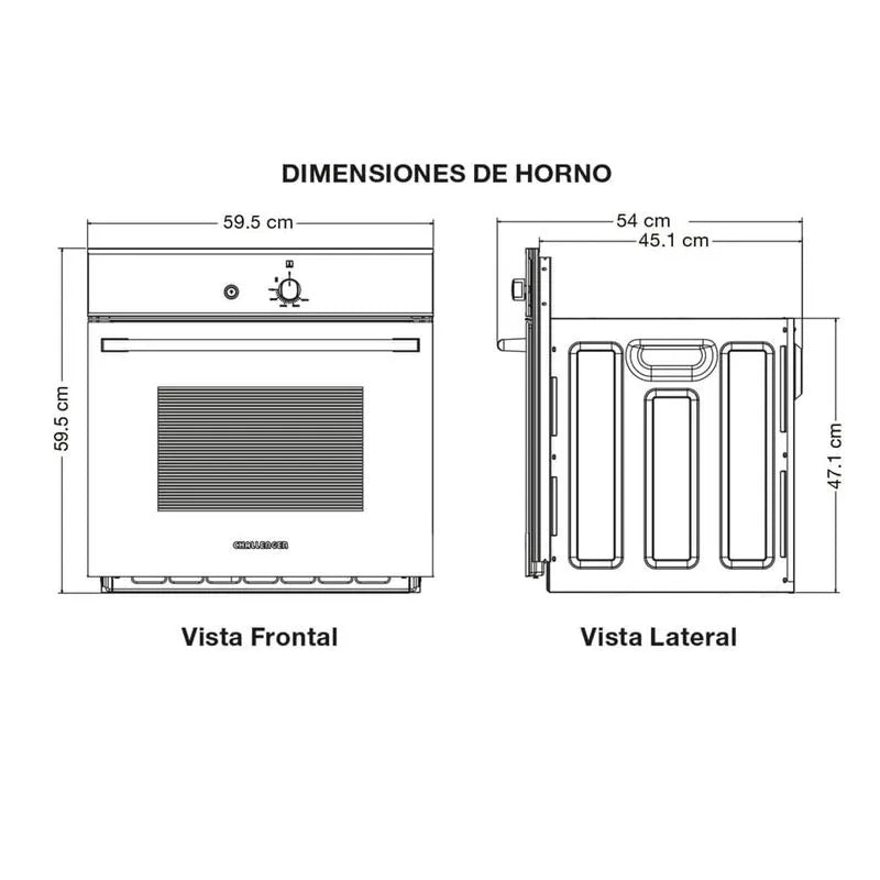 Horno Empotrar Negro A Gas Natural 52lts 60cm 120v Challenger Hg2545