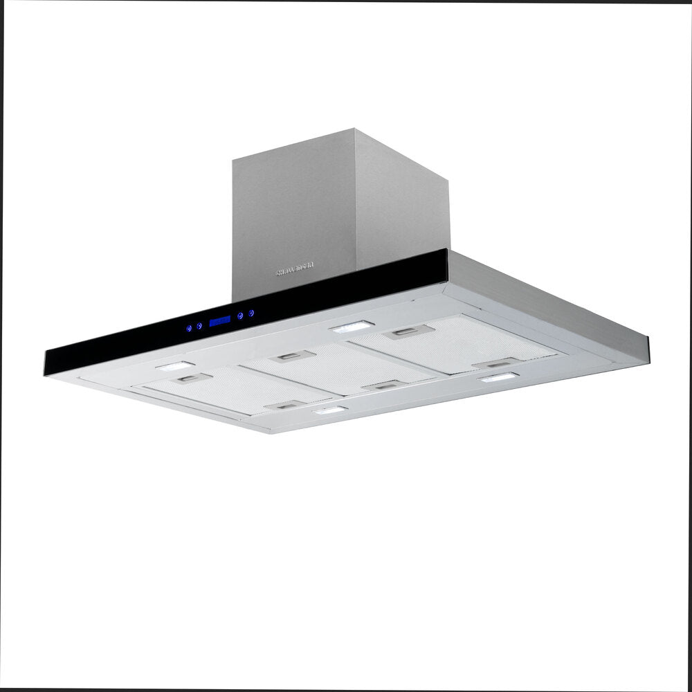 Campana Isla en Acero Tipo Cristal 90 cm 3 Velocidades