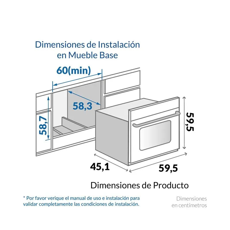 Horno Empotrar Eléctrico Inox 60cm 52lts 120v Challenger He2652