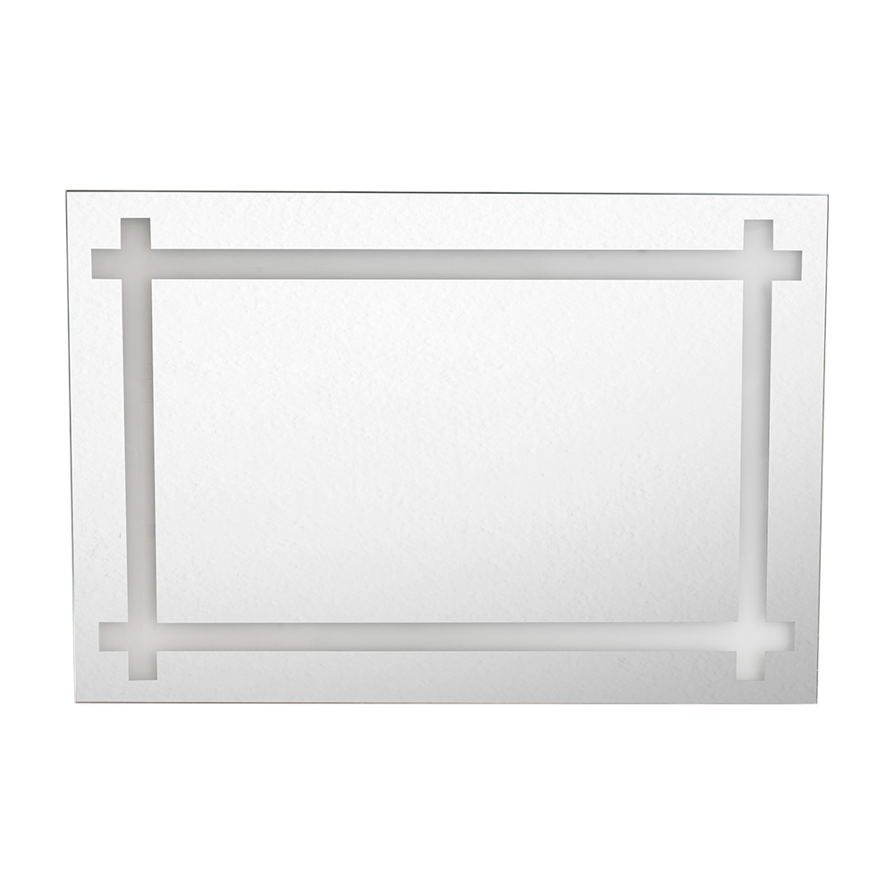Espejo Rectangular Broni, Gris, con Diseño en Sandblasting