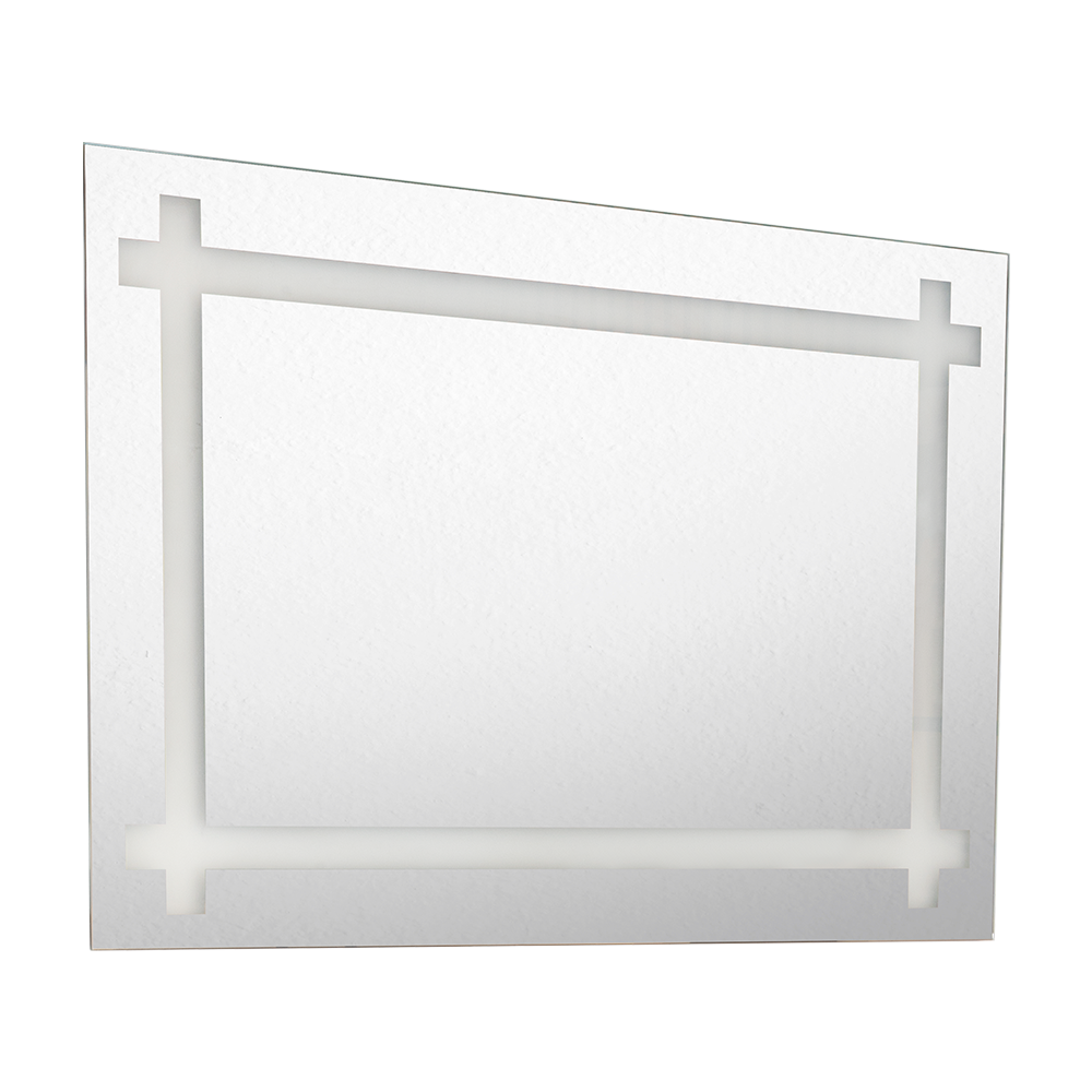 Espejo Rectangular Broni, Gris, con Diseño en Sandblasting