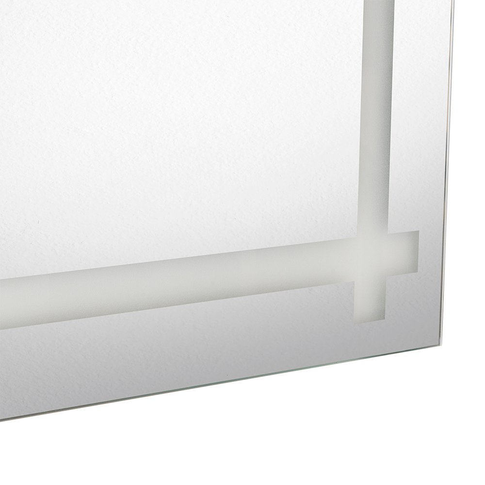 Espejo Rectangular Broni, Gris, con Diseño en Sandblasting