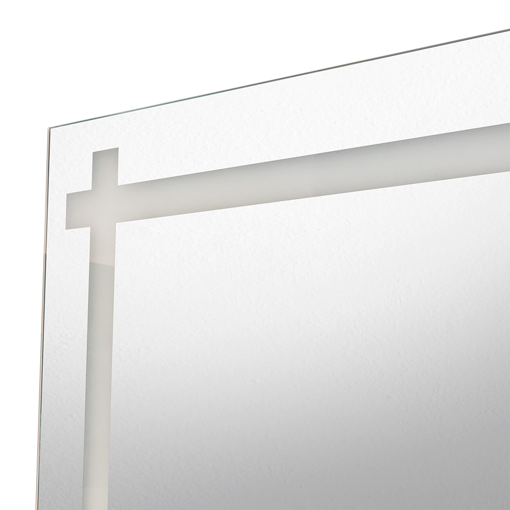 Espejo Rectangular Broni, Gris, con Diseño en Sandblasting