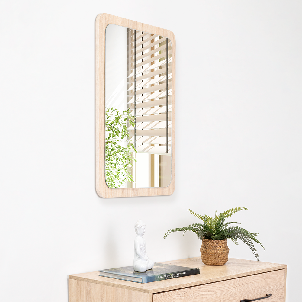  Espejo Rectangular Mukal, Color Madera Clara