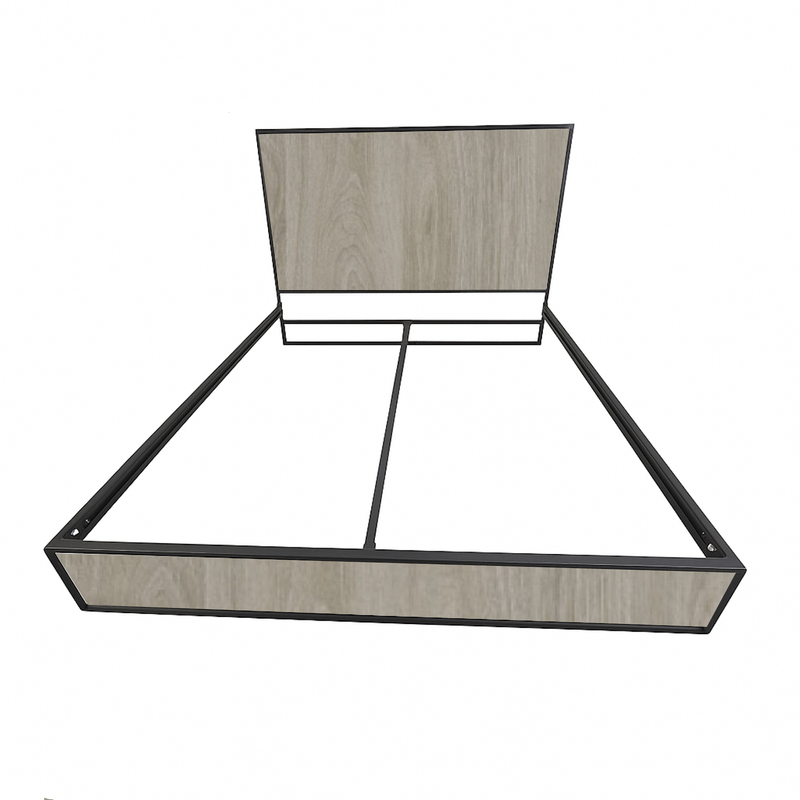 Cama Queen Metal Madera Agata Gris Oscuro 160 x 190 x 24