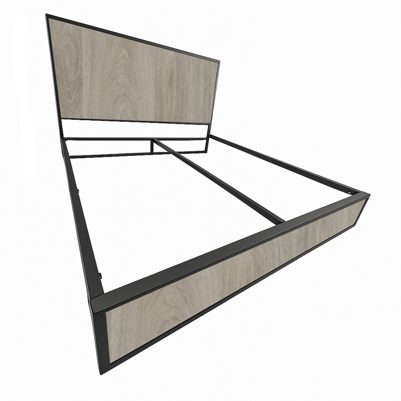 Cama Sencilla Metal Madera Agata Gris Oscuro 100 x 190 x 24