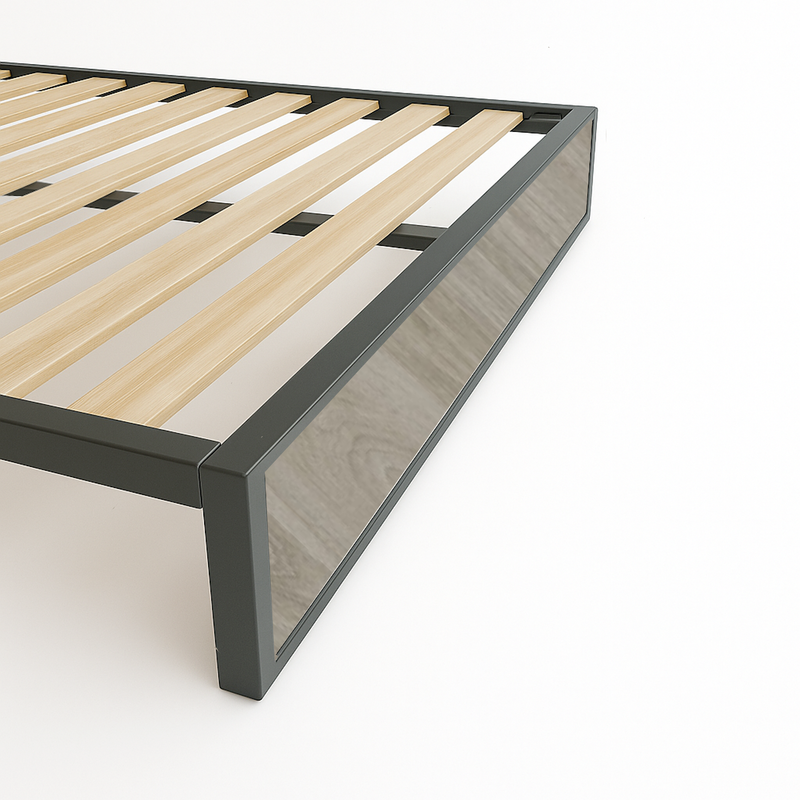 Cama Semidoble Metal Madera Agata Gris Oscuro 120 x 190 x 24