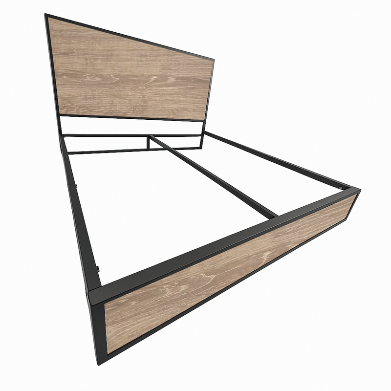 Cama Semidoble Metal Madera Agata Cafe 120 x 190 x 24