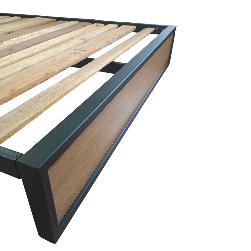 Cama Sencilla Metal Madera Agata Cafe Oscuro 100 x 190 x 24
