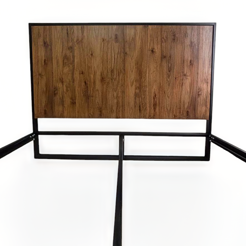 Cama Sencilla Metal Madera Agata Cafe Oscuro 100 x 190 x 24