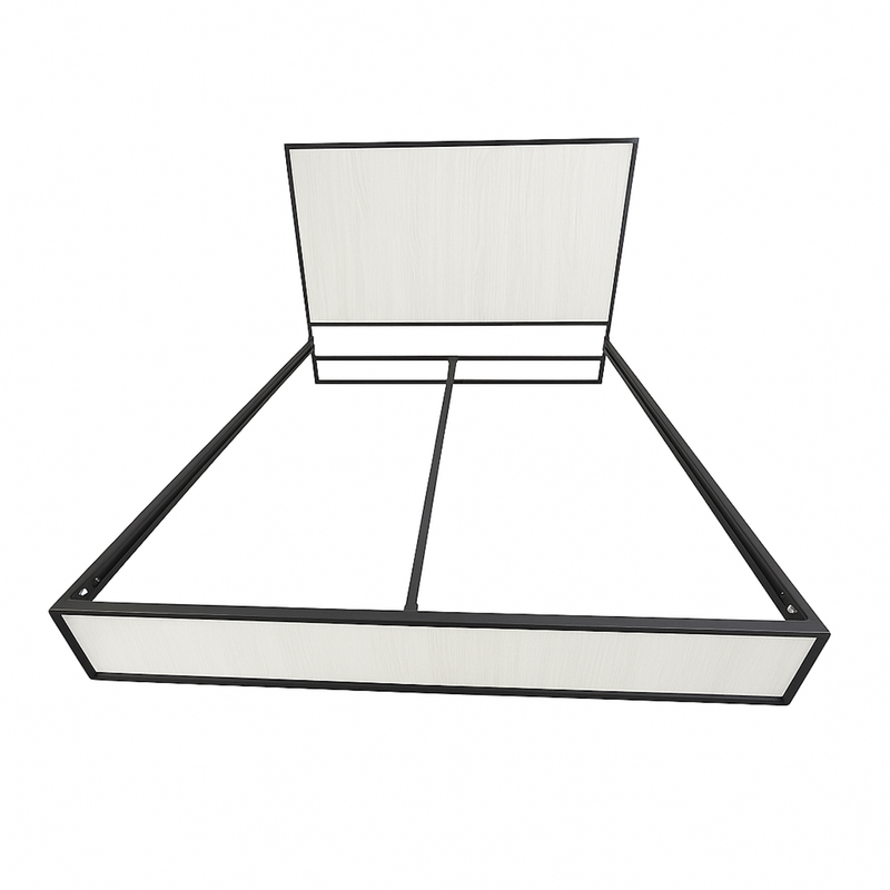 Cama Queen Metal Madera Agata Gris 160 x 190 x 24