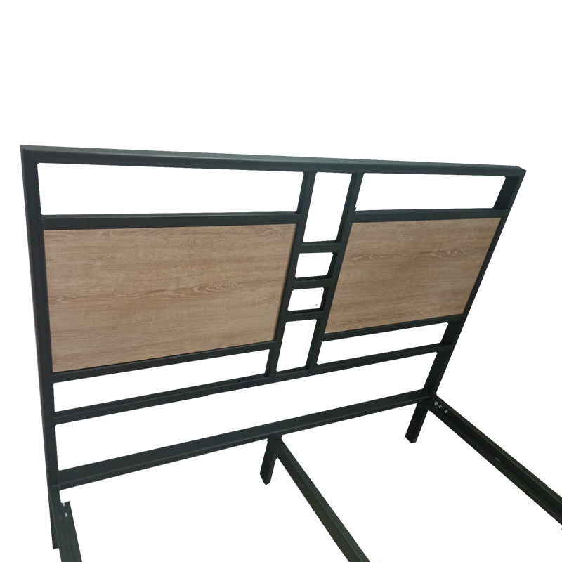 Cama Sencilla Metal Madera Amatista Cafe 100 x 190 x 24
