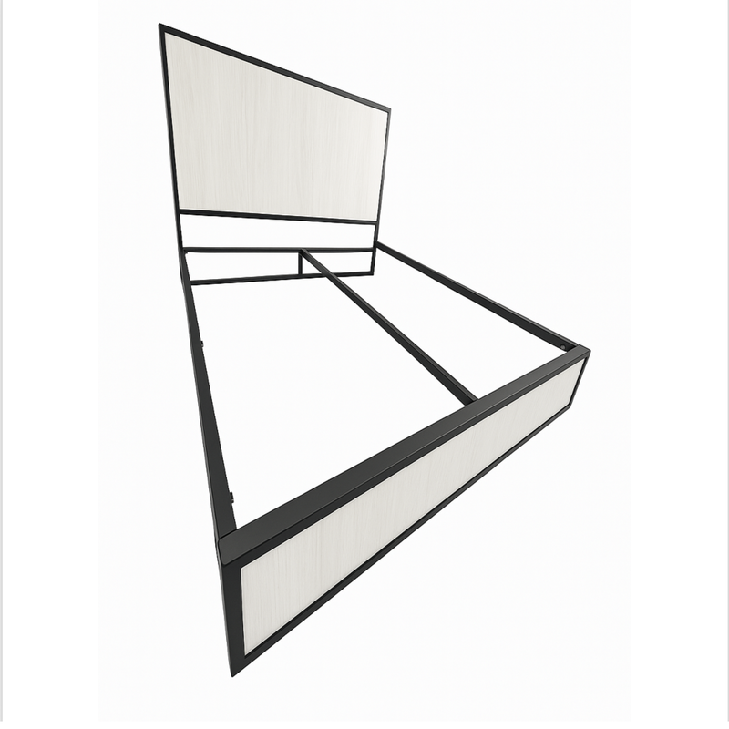 Cama Sencilla Metal Madera Agata Gris 100 x 190 x 24
