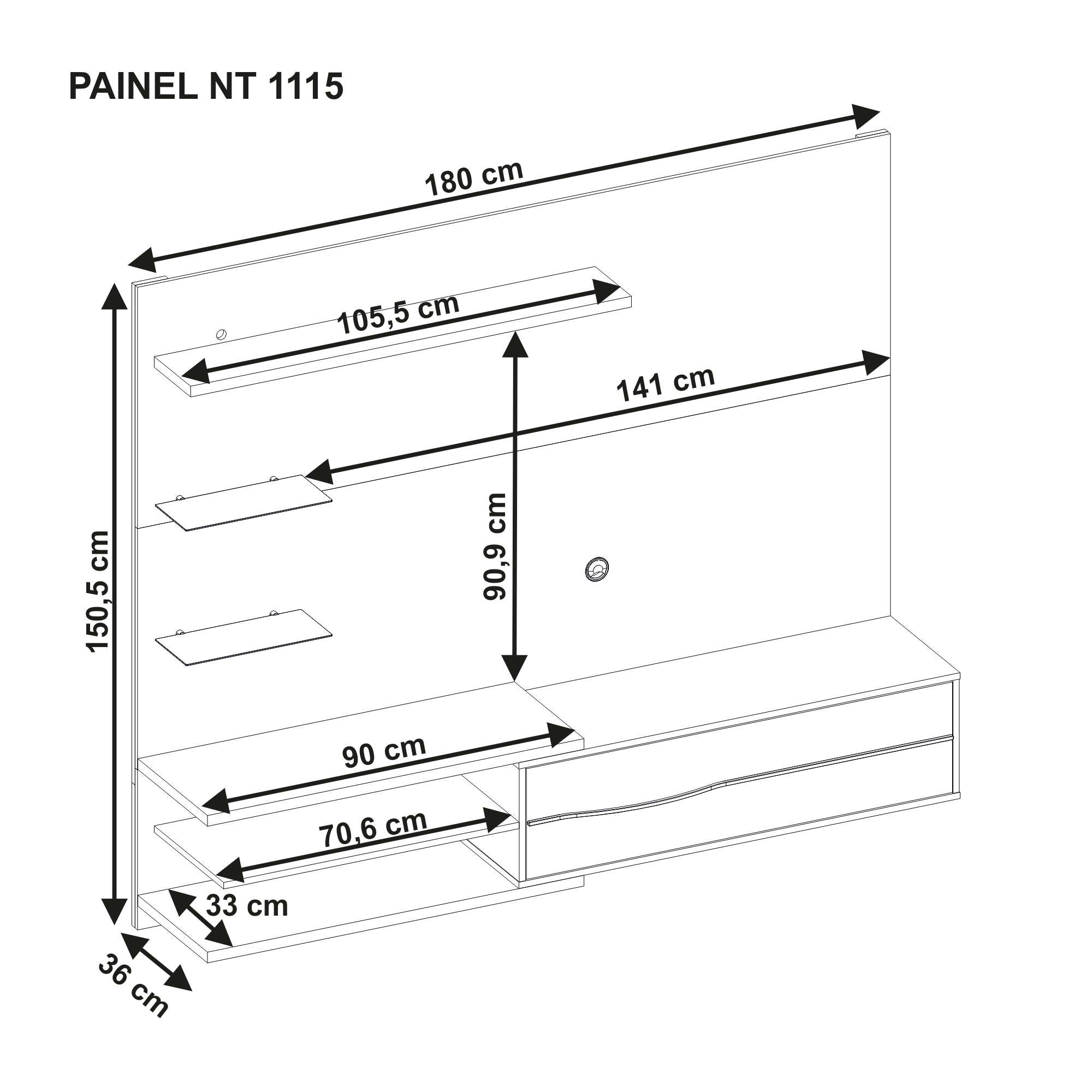 Panel Para Tv 60 Blanco Y Nogal 1115