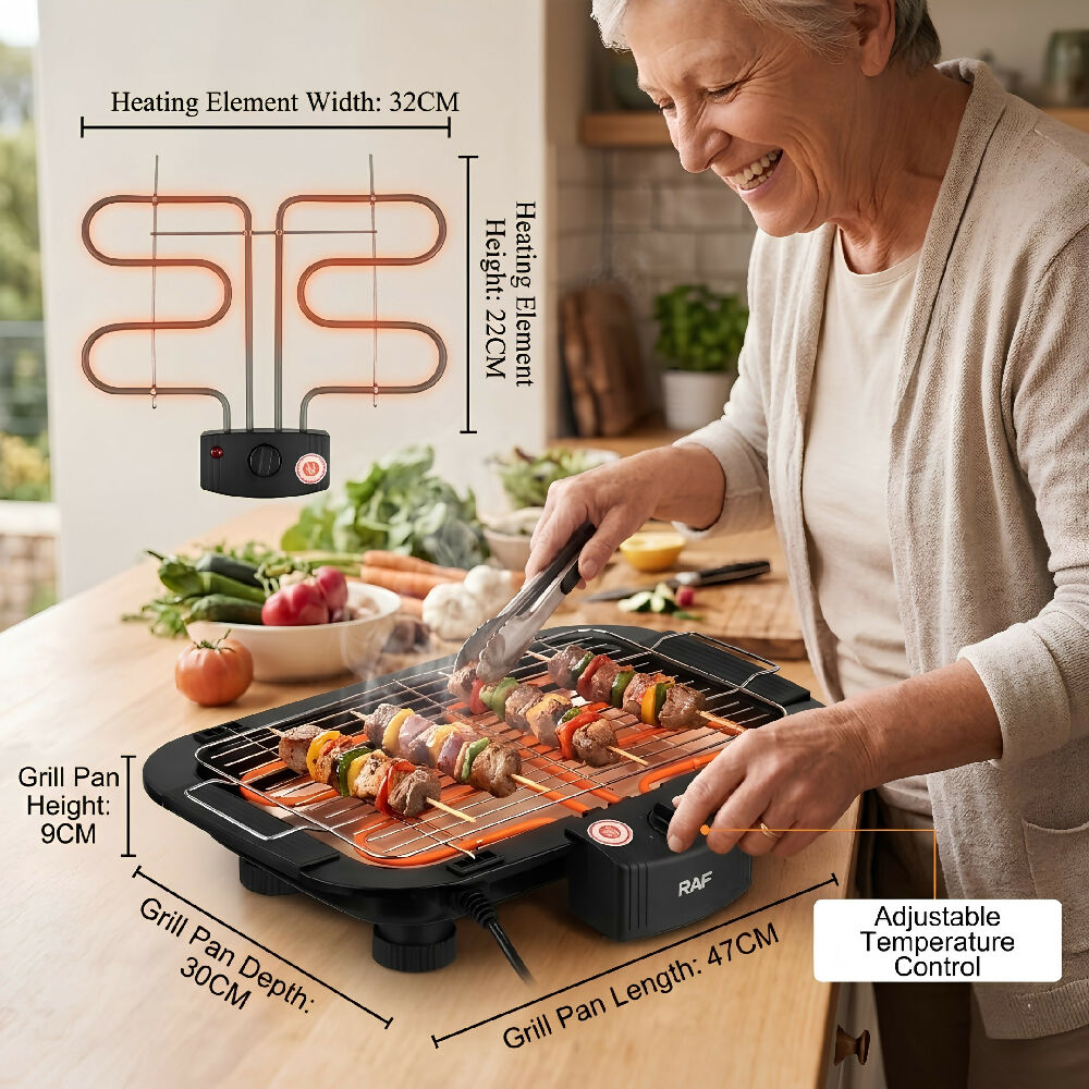 Parrilla Eléctrica Bbq RAF R.95301-110 Asador De Interiores 2000W