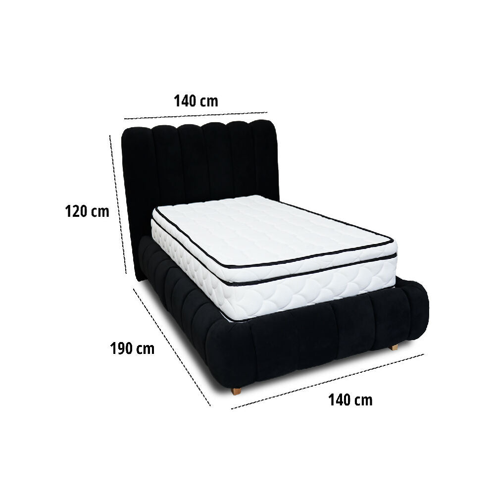 Combo Basecama Praga Modular Negro 140 doble mas Espaldar