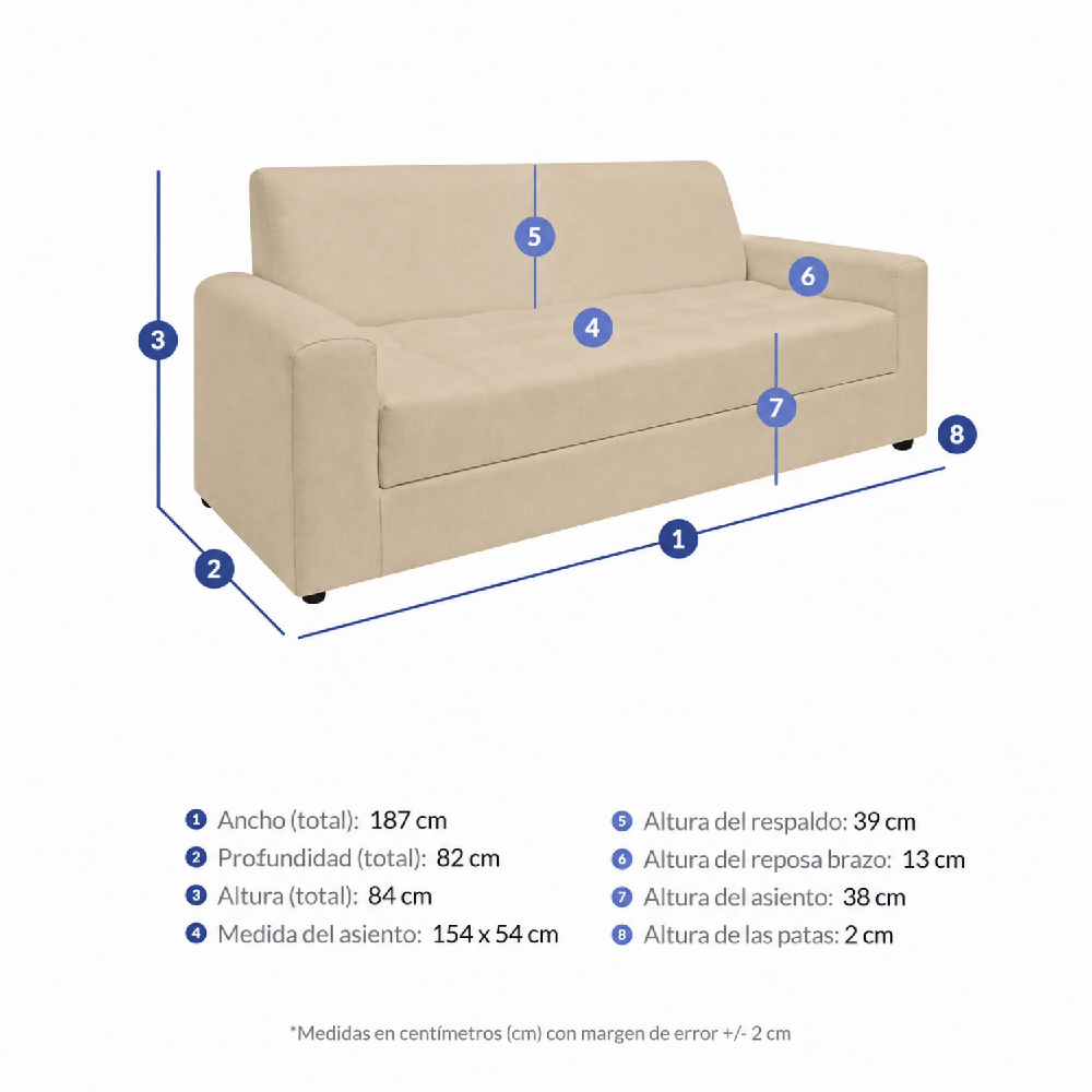 Sofa Alondra Antifluido, Color Beige