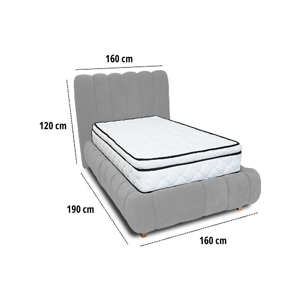 Combo Basecama Praga Modular Gris 160 Queen mas Espaldar