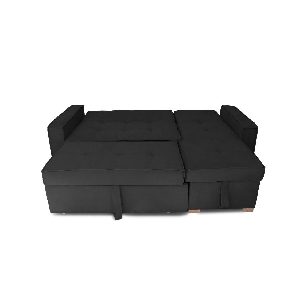 Esquinero Baúl Marsella Multifuncional Reclinable Derecho Negro + Cojines Decorativos