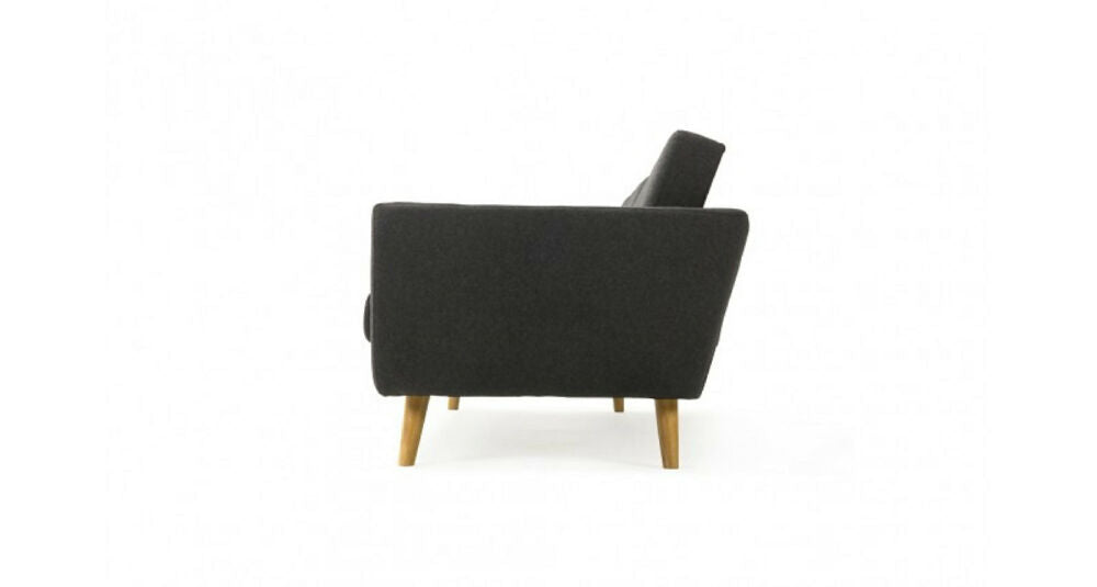 Sofa Deluxe 3 Puestos Tela Gris Oscuro