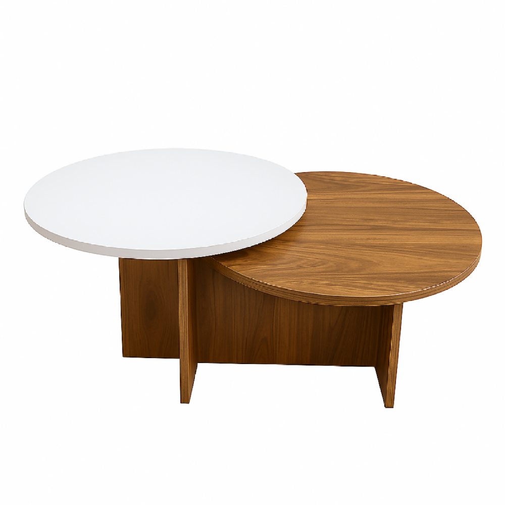 Mesa de Centro Doble Superficie Fiji 40x100x60 cm Madera Blanco