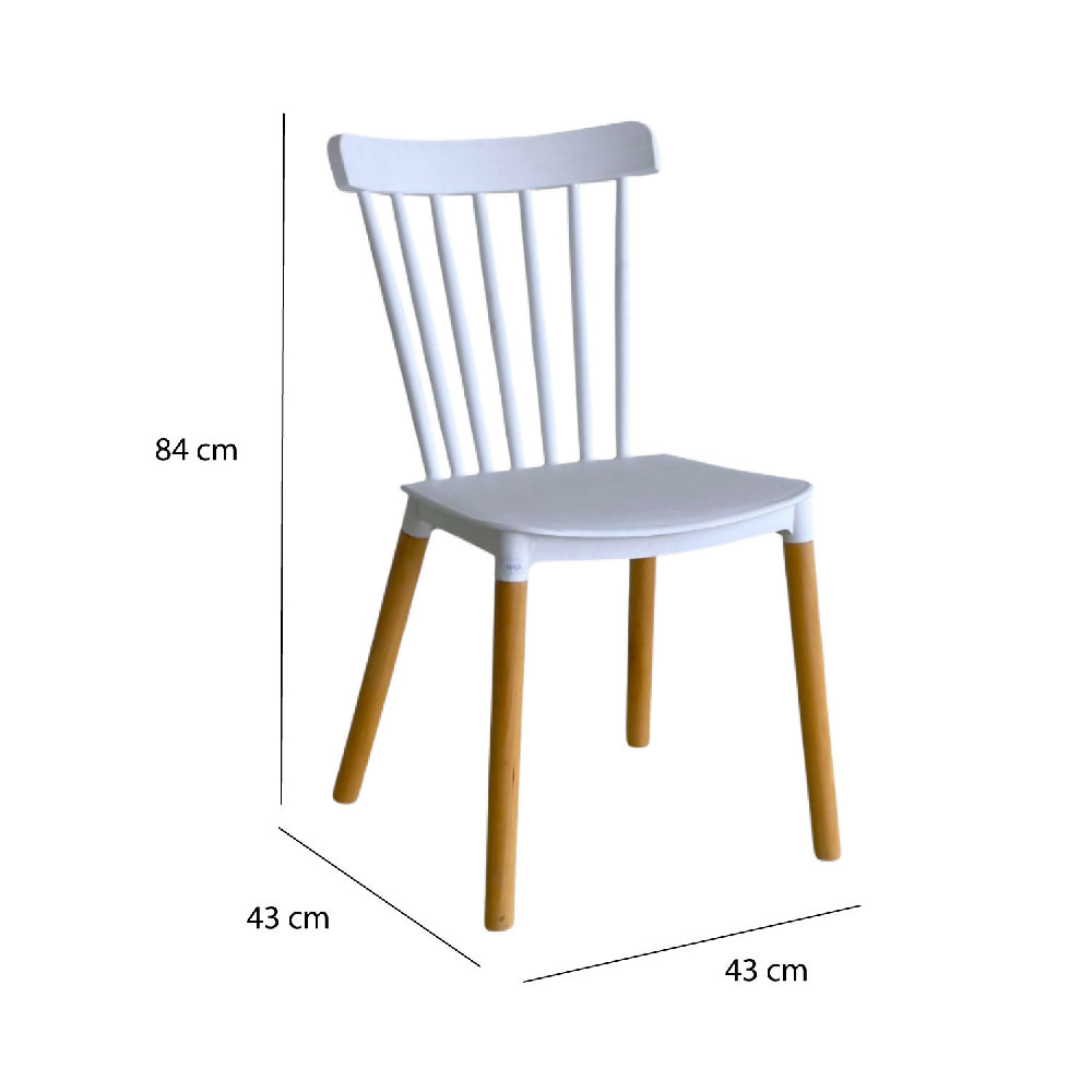 Comedor Redondo 74.5x80x80cm Vienes + 4 Sillas Guam Blancas