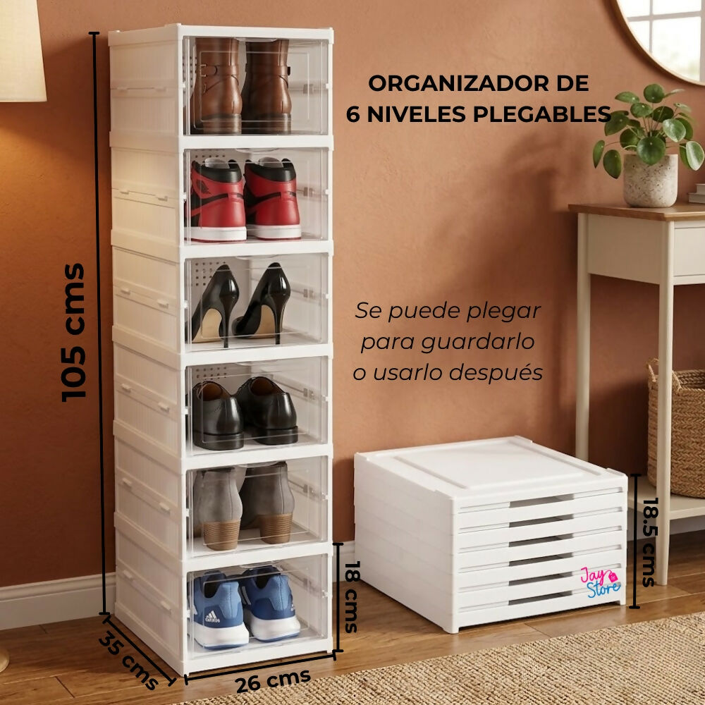 Zapatero Organizador Zapatos Acrílico Exhibidor 6 Niveles