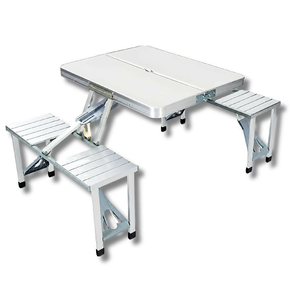 Mesa Plegable Con Cuatro Sillas Metálicas Set Completo LTZ01