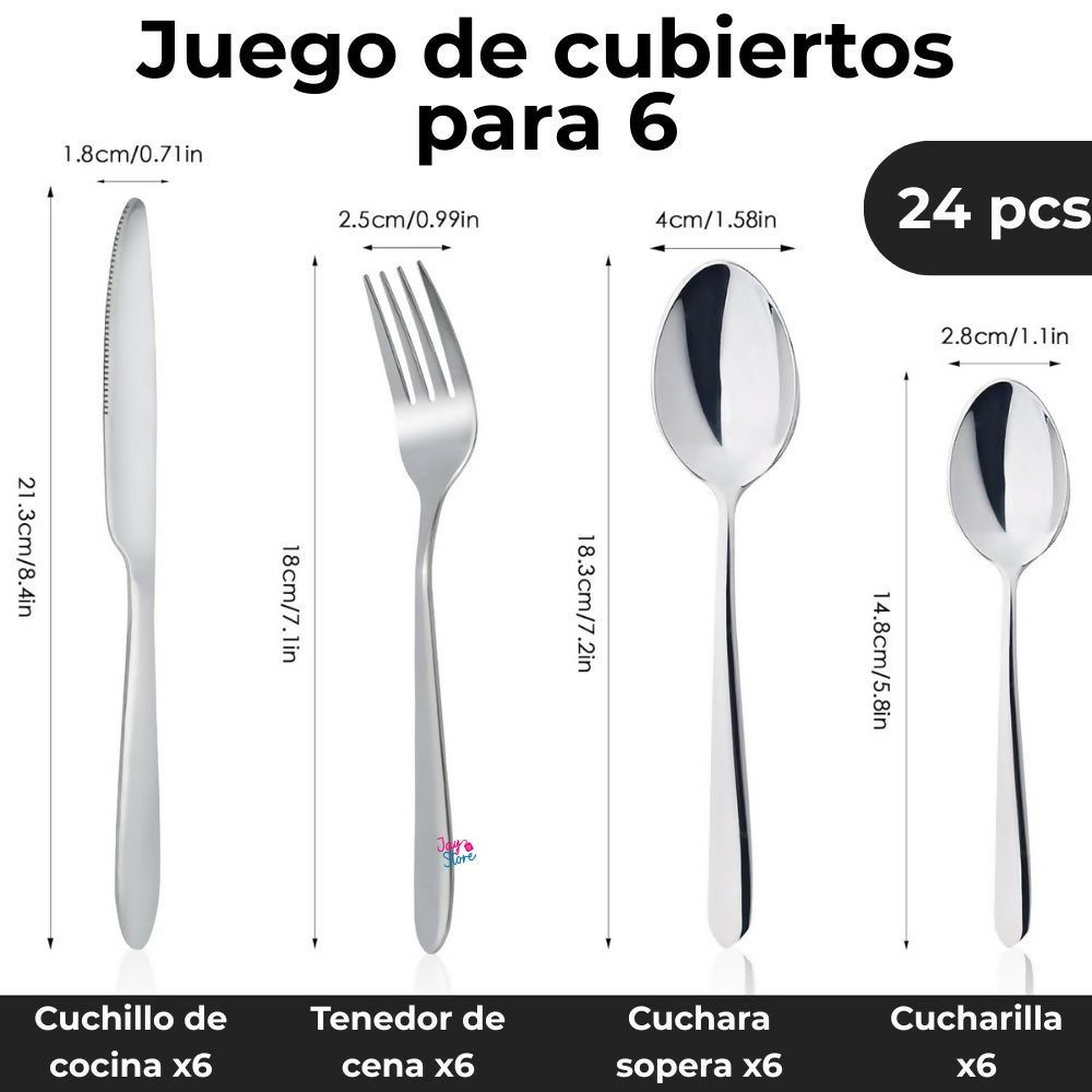 Cubiertos Set 24 Piezas Acero Inoxidable High Quality