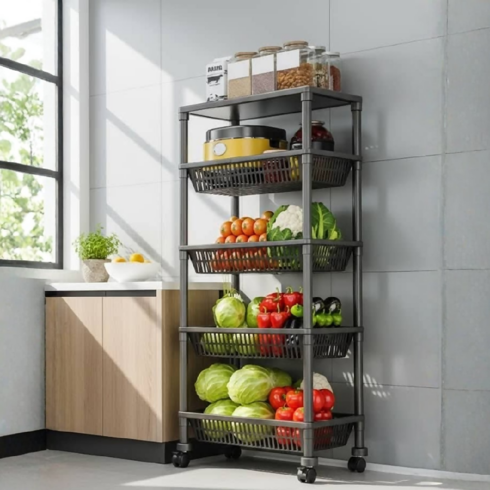 Estante Organizador 5 Niveles Con Ruedas Multiusos YH6710-5A – Estantería Móvil Para Cocina, Baño Y Hogar