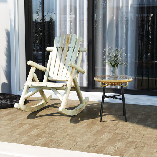 Outsunny Mecedora de madera para exteriores, silla mecedora Adirondack para...