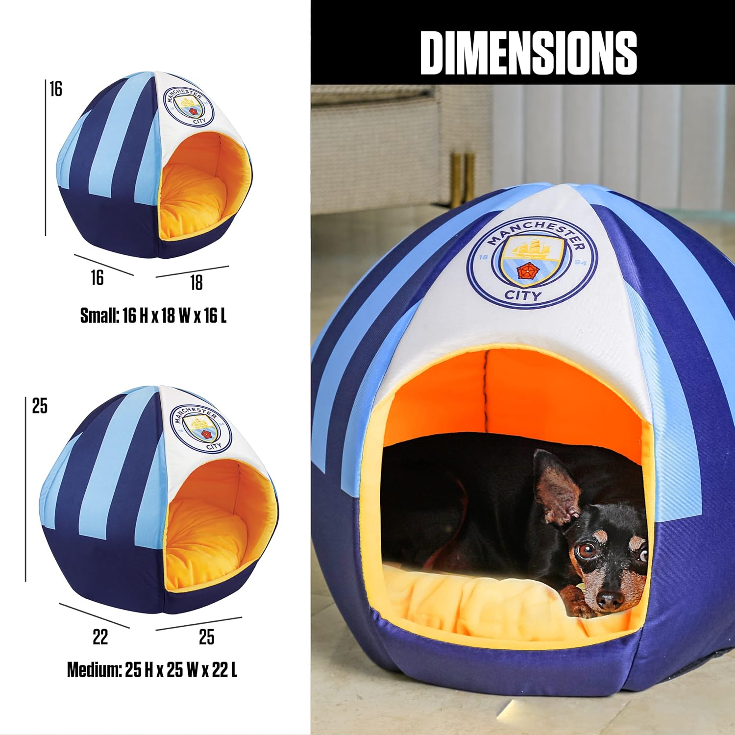 Maccabi Art Manchester City - Cama de fútbol para perros, cama temática...