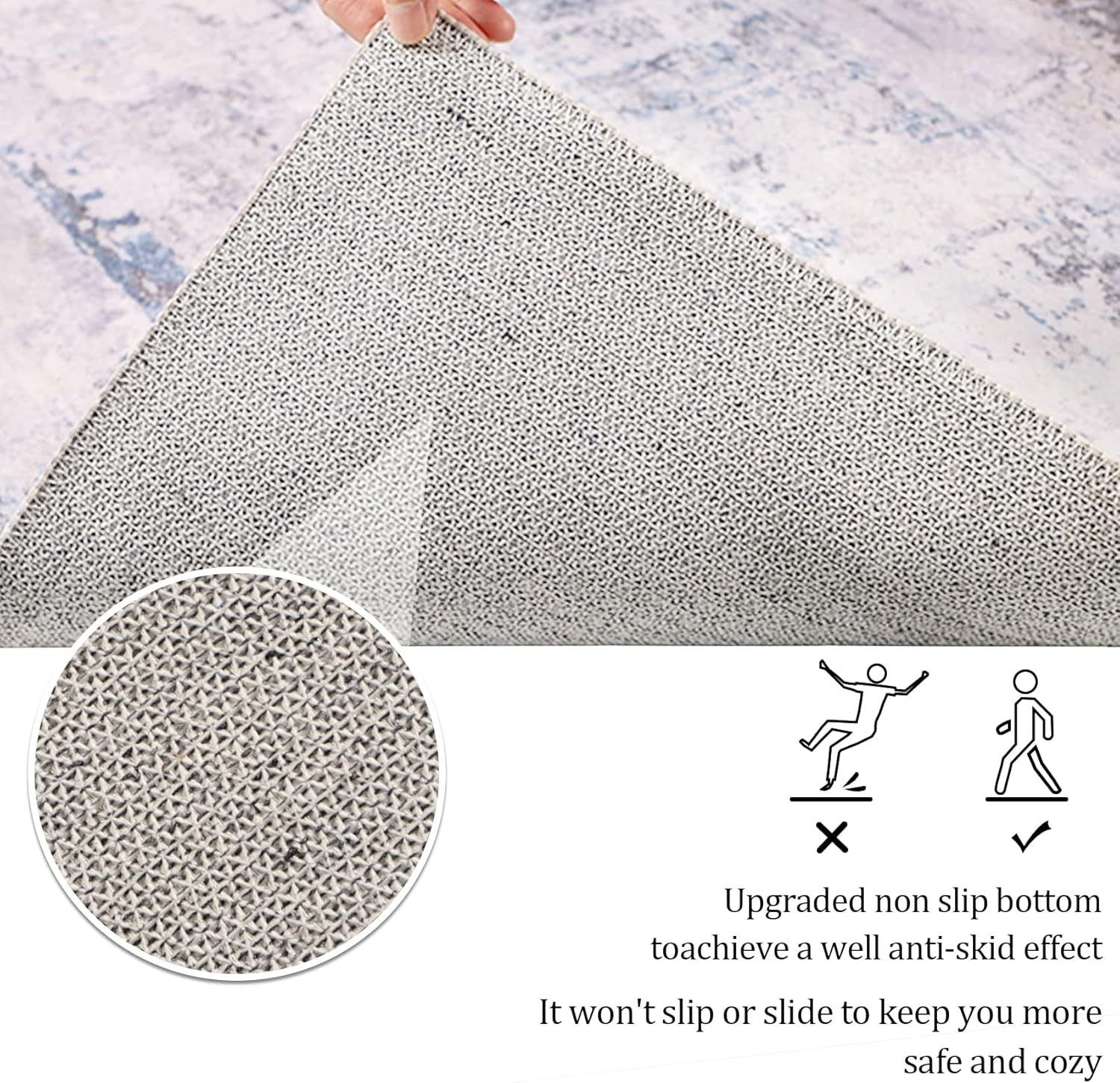 famibay Alfombra de pasillo de 2 x 6 pies con respaldo de goma, moderna...