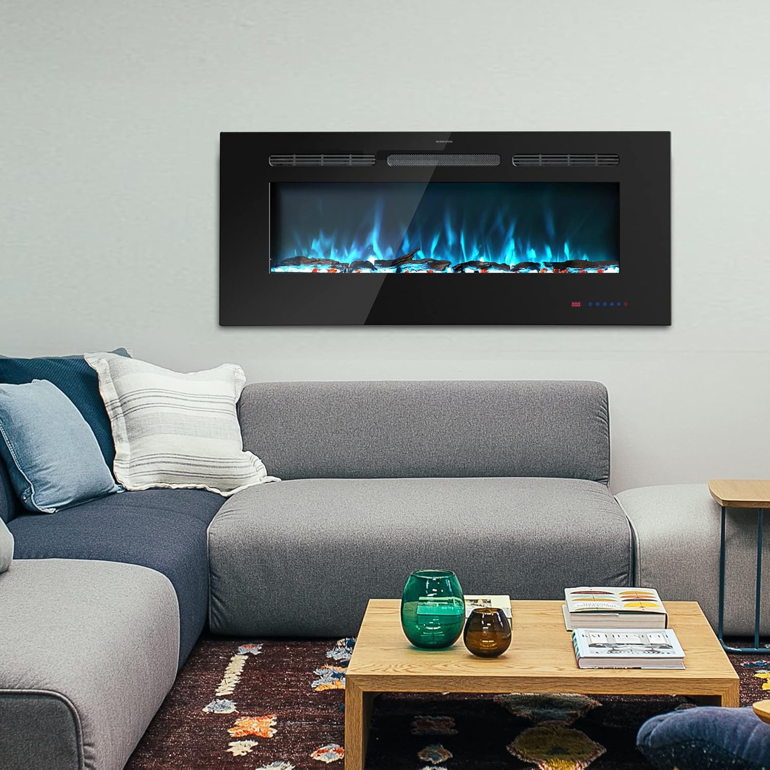 Insertos de chimenea eléctrica de 48 pulgadas, calentador de chimenea empotrado...