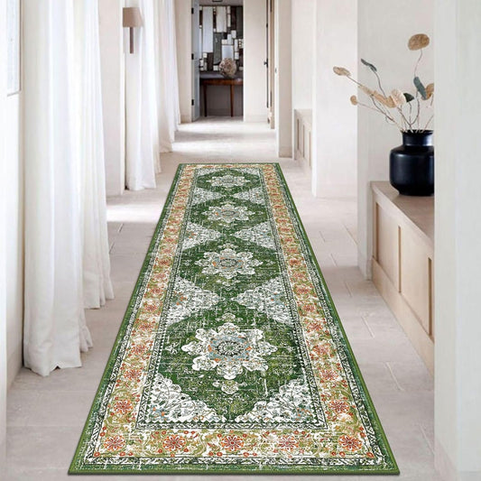 Ileading Alfombra vintage para pasillo, lavable a máquina, con parte trasera de...