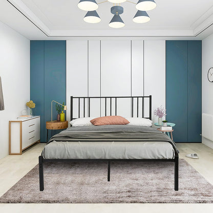 LUCKYERMORE Base de cama Queen con cabecero, marco resistente con listones de