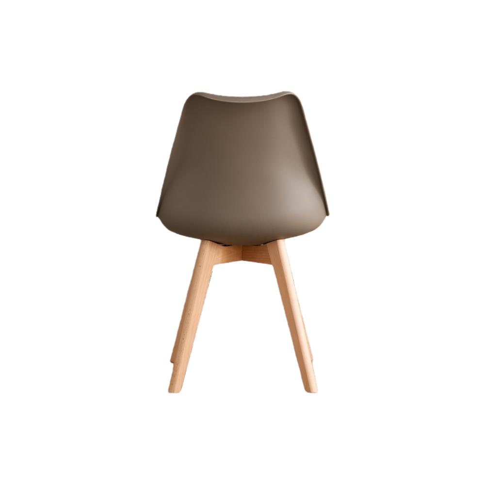 Set de 2 Sillas Fyn, Taupe, Diseño Minimalista con Espaldar, Cojín y Patas de Madera