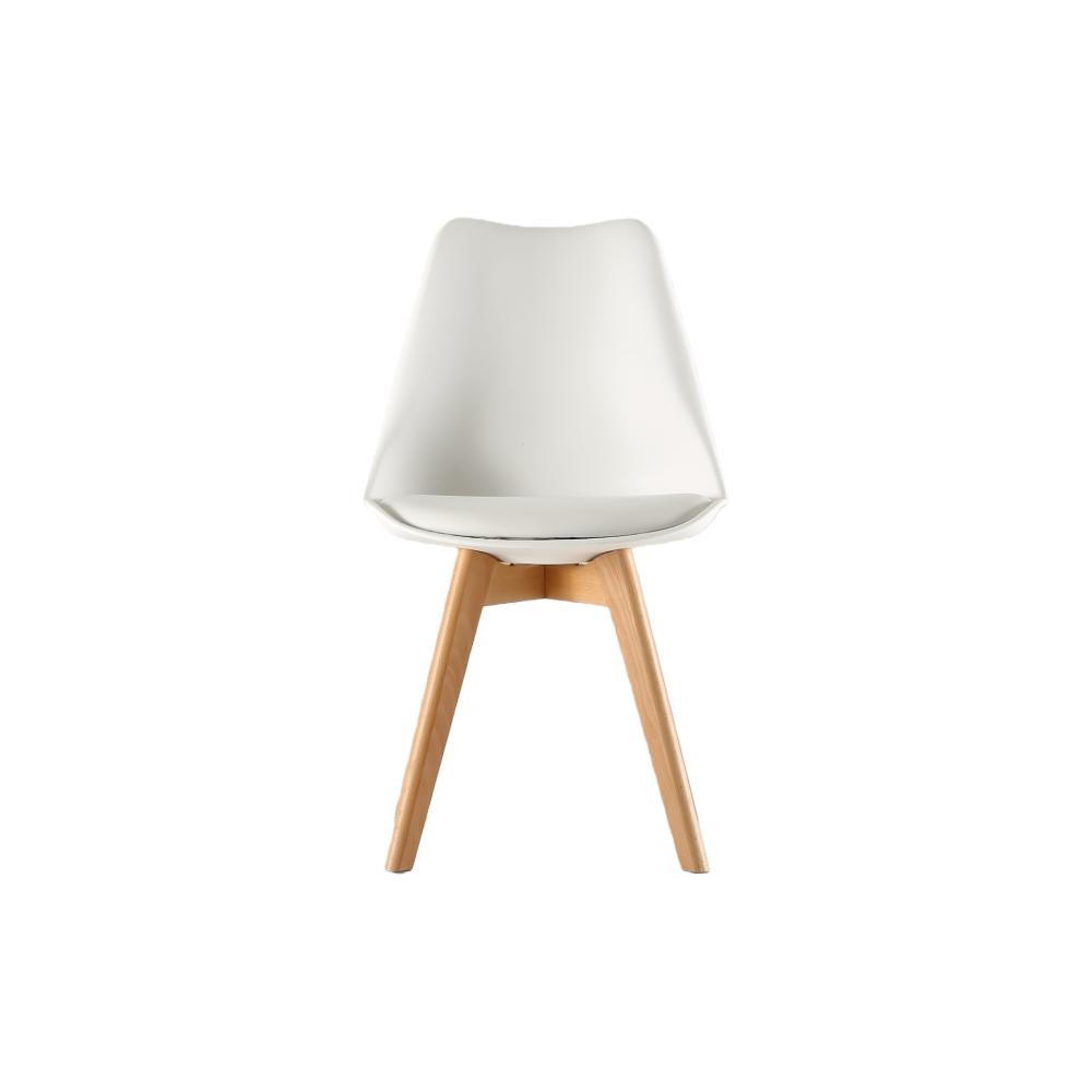Silla Fyn, Blanco, Diseño Minimalista Con Espaldar, Cojín y Patas De Madera X2