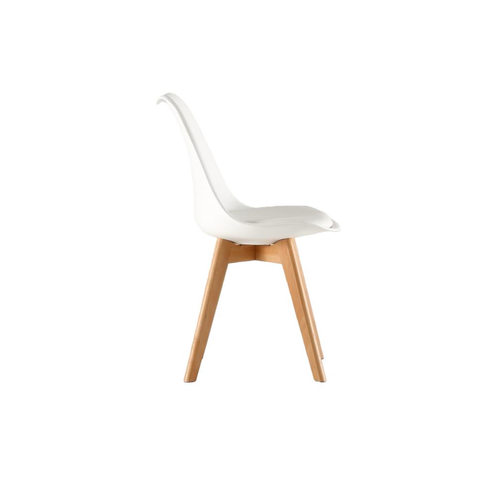 Silla Fyn, Blanco, Diseño Minimalista Con Espaldar, Cojín y Patas De Madera X2