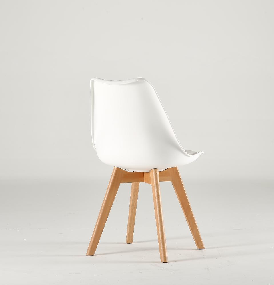 Silla Fyn, Blanco, Diseño Minimalista Con Espaldar, Cojín y Patas De Madera X2