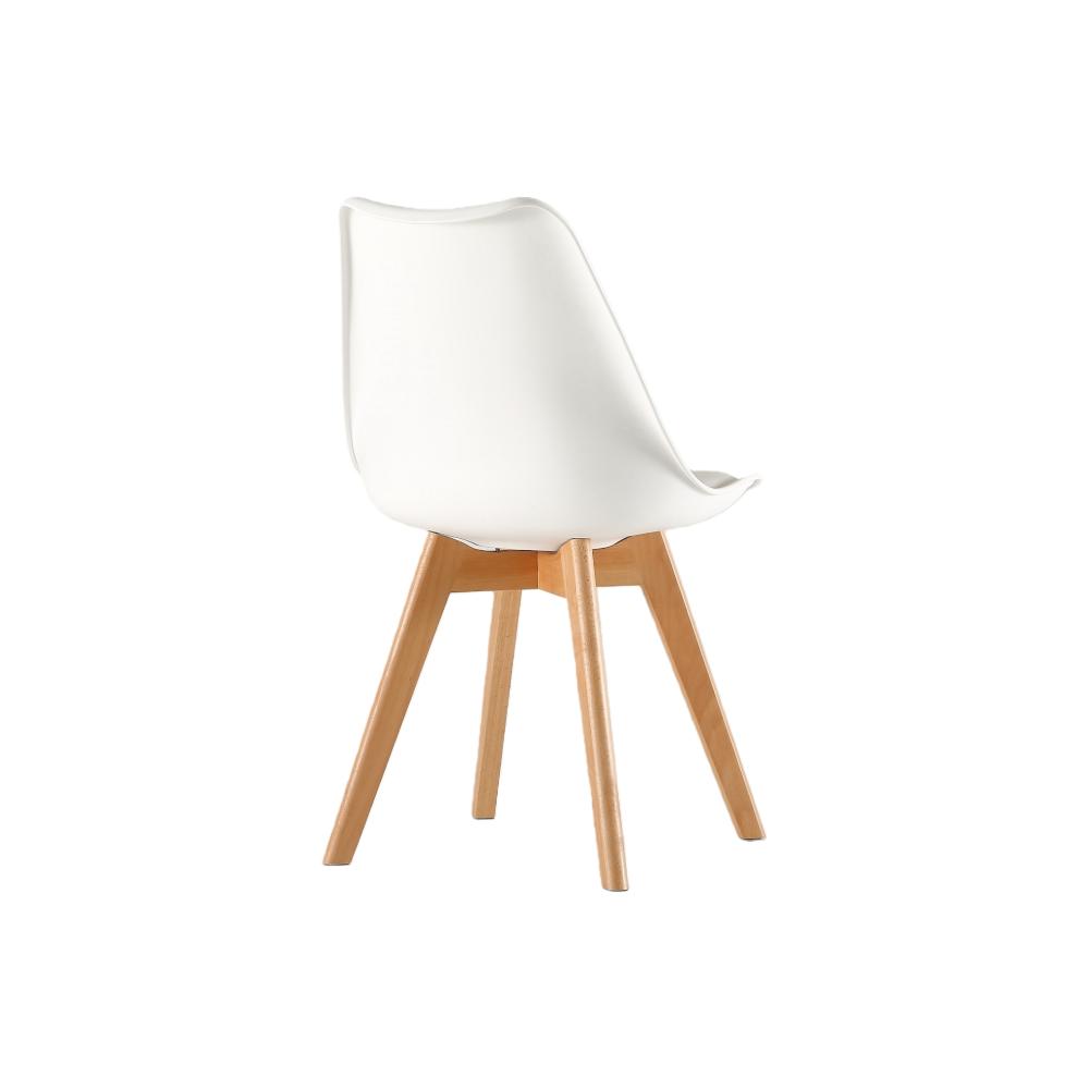 Silla Fyn, Blanco, Diseño Minimalista Con Espaldar, Cojín y Patas De Madera X2