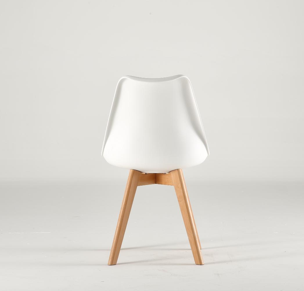 Silla Fyn, Blanco, Diseño Minimalista Con Espaldar, Cojín y Patas De Madera X2