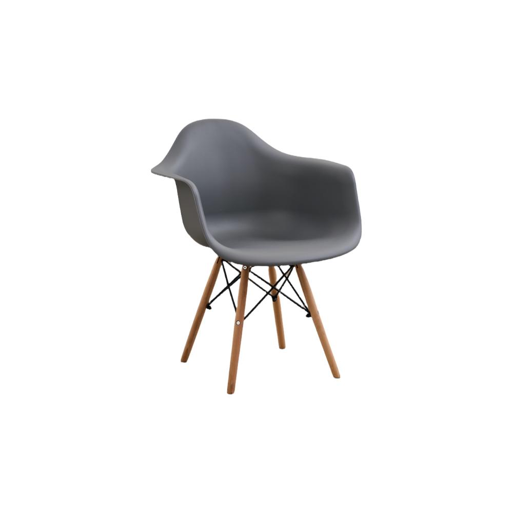 Silla Eymos, Color Gris Oscuro, Con espaldar y patas en Madera X4