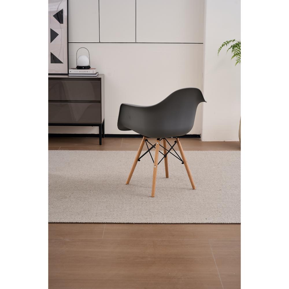 Silla Eymos, Color Gris Oscuro, Con espaldar y patas en Madera X4
