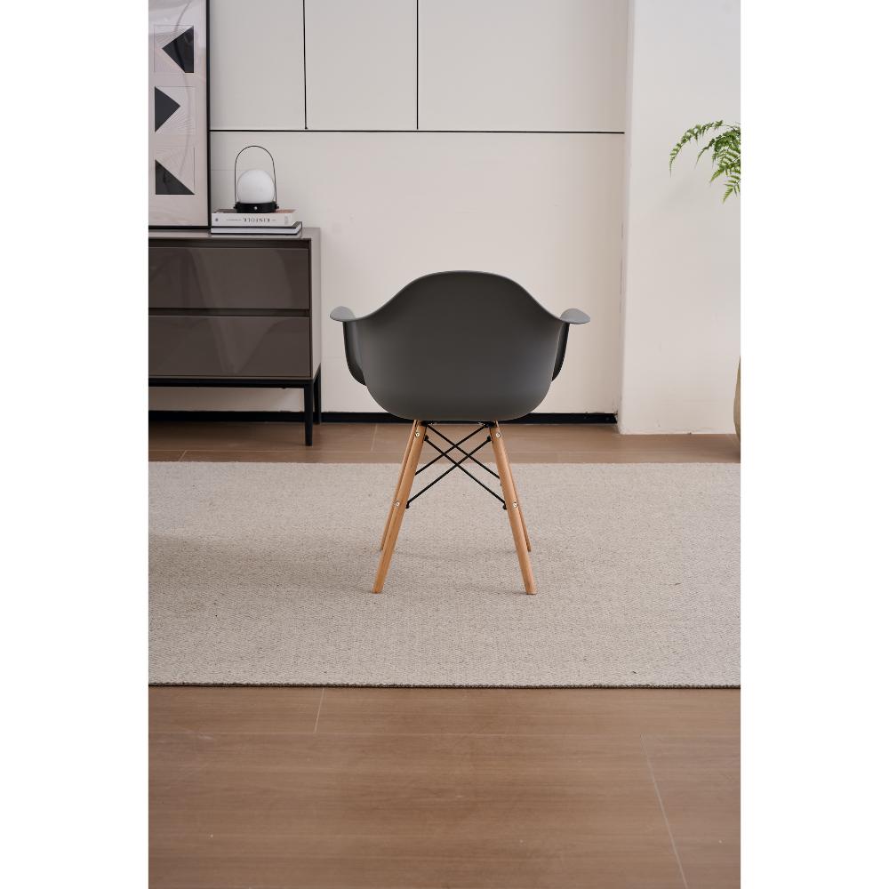 Silla Eymos, Color Gris Oscuro, Con espaldar y patas en Madera X4