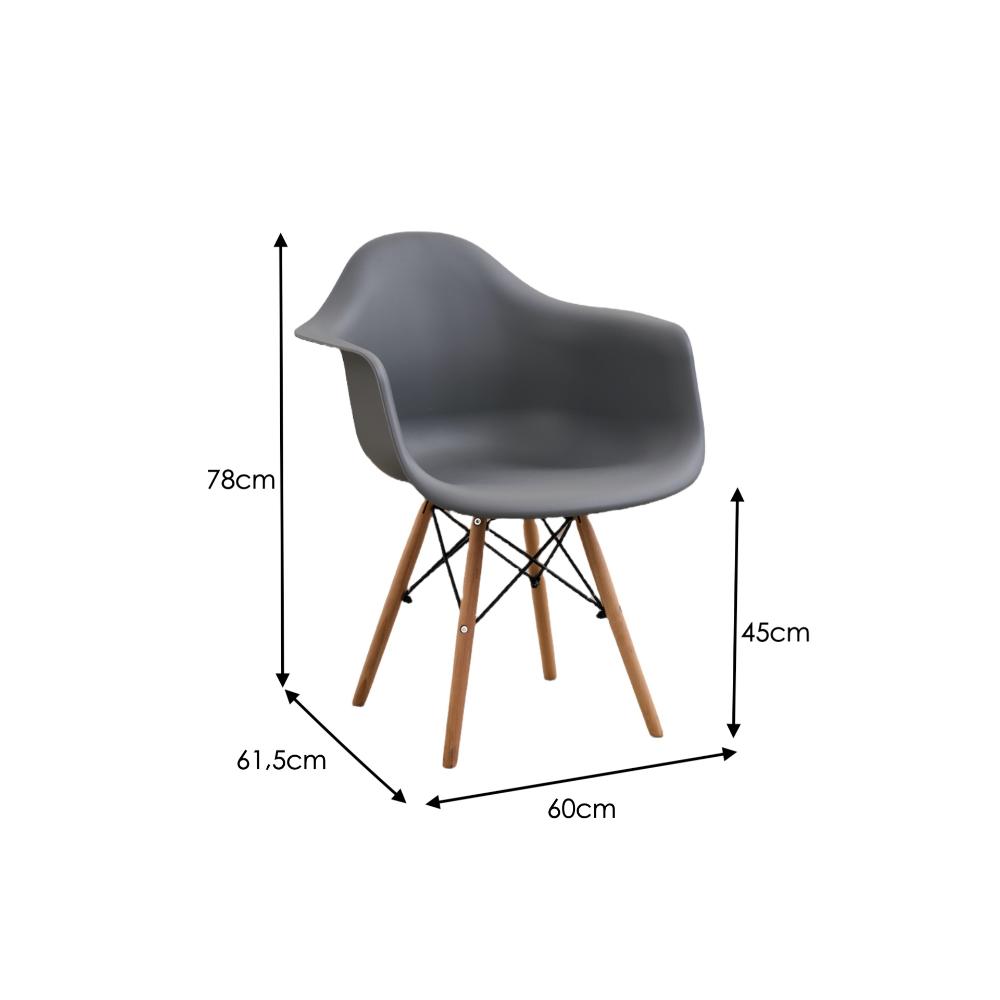 Silla Eymos, Color Gris Oscuro, Con espaldar y patas en Madera X4