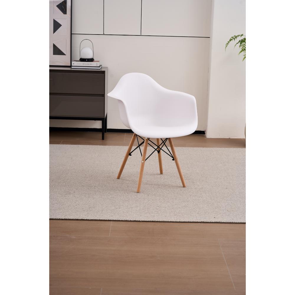 Silla Eymos, Color Blanco, Con Espaldar y Patas en Madera X2