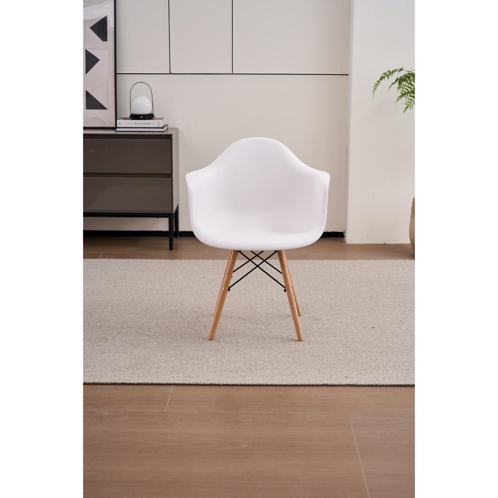Silla Eymos, Color Blanco, Con Espaldar y Patas en Madera X2
