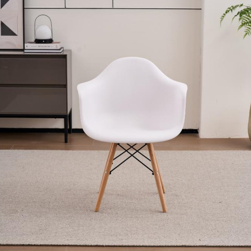 Set de 2 Sillas Eymos, Color Blanco, con Espaldar y Patas en Madera